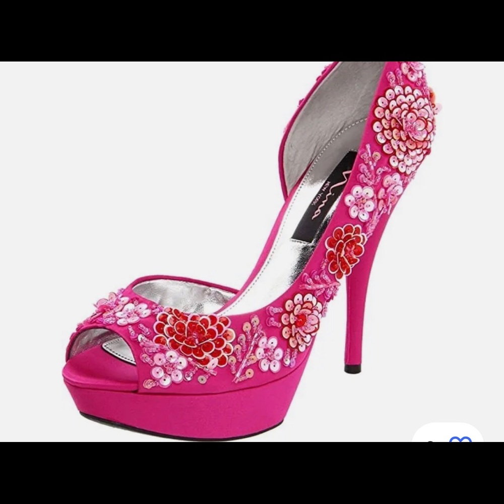 Nina Sadi Flower Sequin Platform High Heel sz. 9